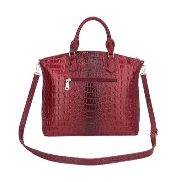 Women's Satchel Shoulder Bag Vegan Leather Crocodile-Embossed Pattern Top Handle - Picture 2 of 6